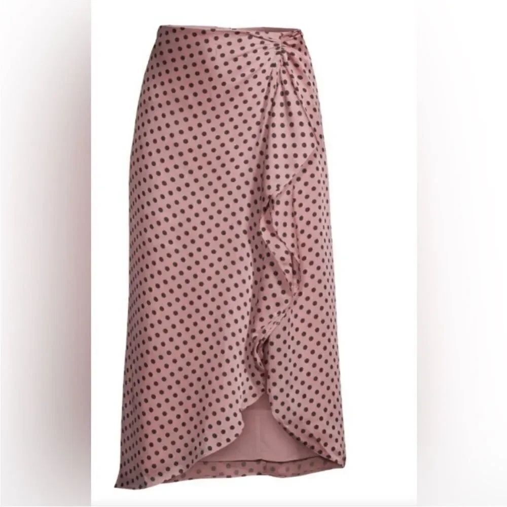 Ted Baker Asymmetrical Polka Dot Skirt - Pink and Black, M